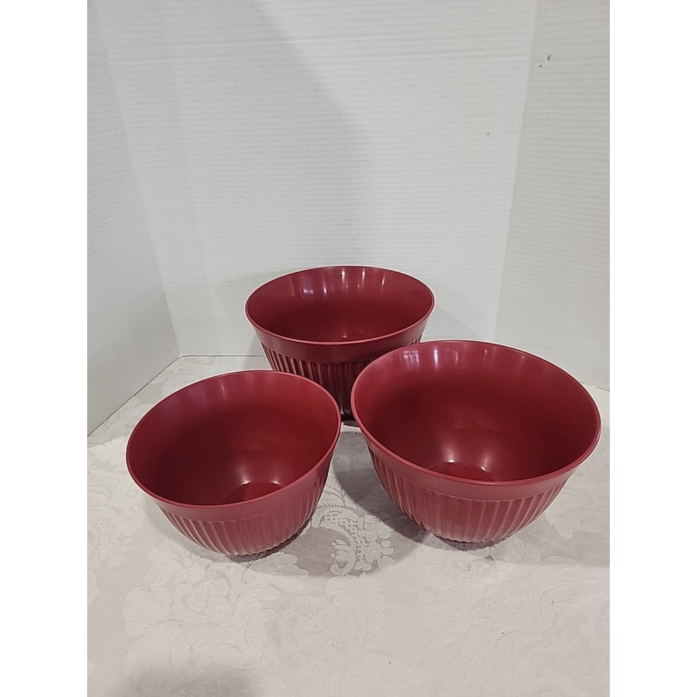 Melamine Nesting Mixing Bowls Set of 3 Brick Red